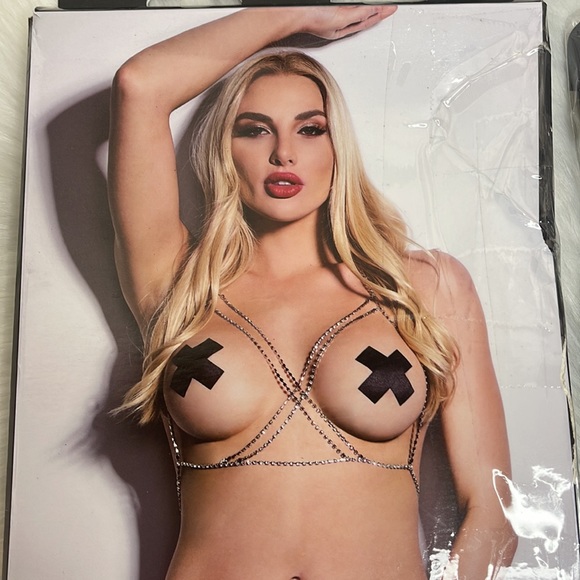 NWT- NEW! LAP DANCE RHINESTONE CRISS CROSS BRA OSFM - Picture 2 of 10